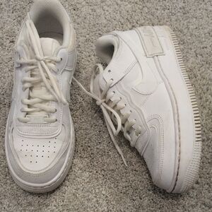 Nike Air Force 1 White Leather Platform Sneakers